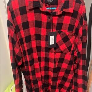 Men's Red and Black Checkered Shirt